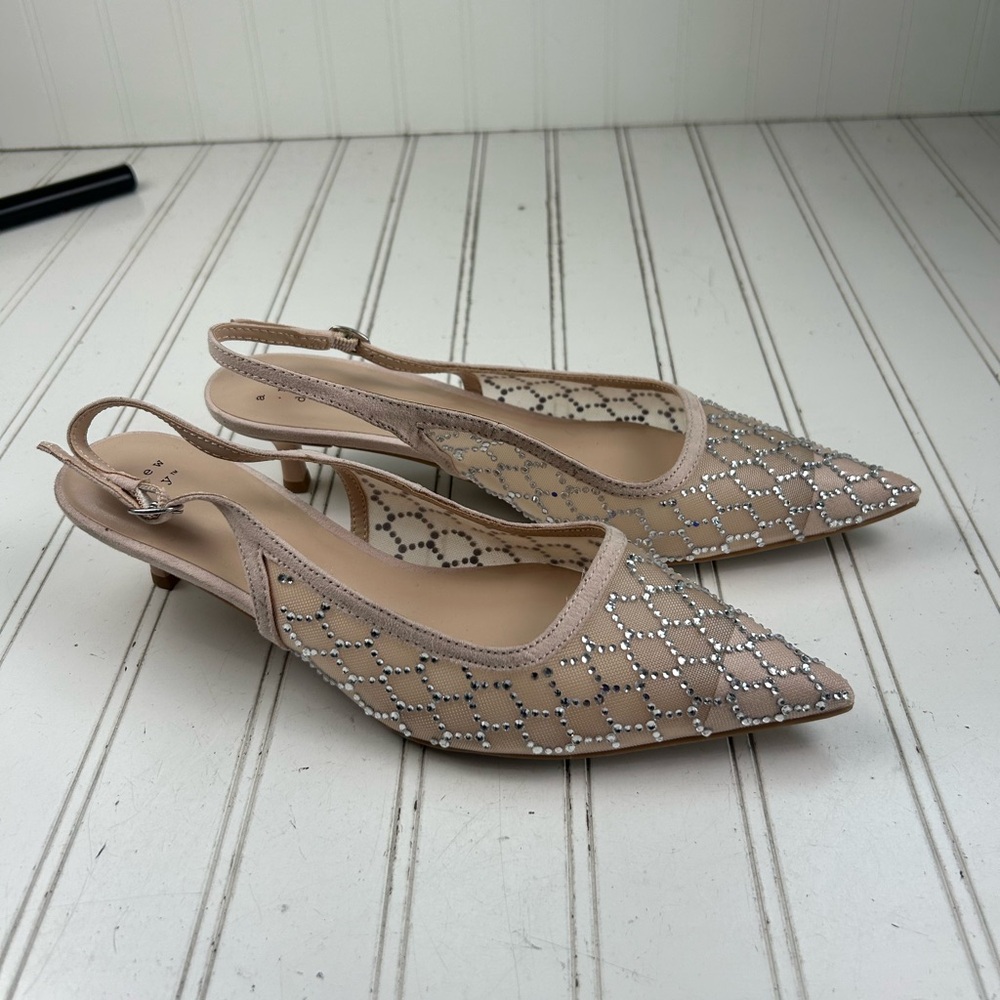 A New Day Gigi Embellished Slingback Kitten Heel in Beige Women’s Size 7.5 - Picture 3 of 8